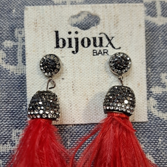 Bijoux Bar Red Feather Earrings - Picture 2 of 3